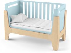 Дитяче ліжко IndigoWood Tower Baby 120x60cm blue / natural wood (зі з`ємною спинкою, з додатковим бортиком)